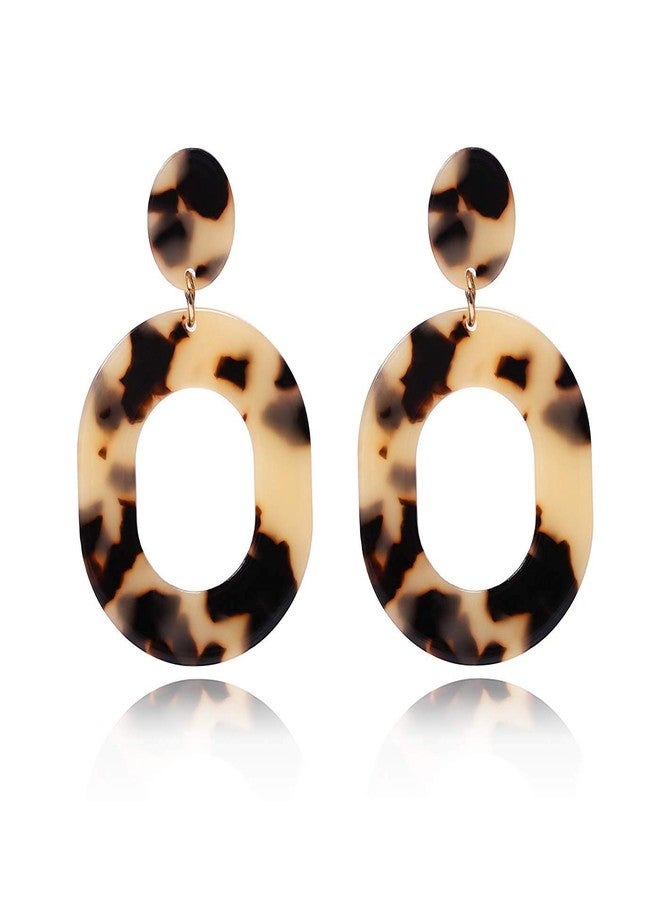 YAHPERN Acrylic Earrings For Women Statement Geometric Earrings Resin Acetate Drop Dangle Earrings Mottled Hoop Earrings Fashion Jewelry (Leopard) - Image 1