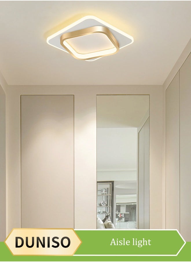 DUNISO LED ceiling light, warm light square corridor light, modern ceiling light, 12W, energy saving, easy to clean, suitable for corridors, entrances, bedrooms, kitchens, with a diameter of 20cm  - Image 1
