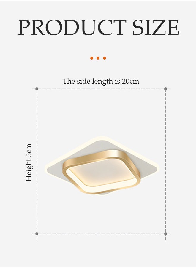 DUNISO LED ceiling light, warm light square corridor light, modern ceiling light, 12W, energy saving, easy to clean, suitable for corridors, entrances, bedrooms, kitchens, with a diameter of 20cm  - Image 2
