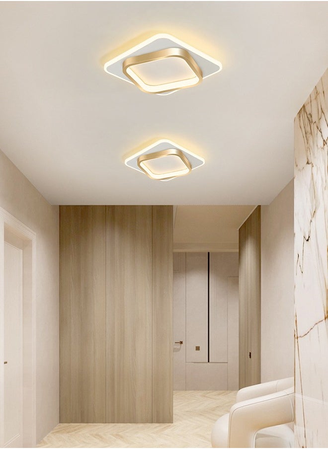 LED ceiling light, warm light square corridor light, modern ceiling light, 12W, energy saving, easy to clean, suitable for corridors, entrances, bedrooms, kitchens, with a diameter of 20cm