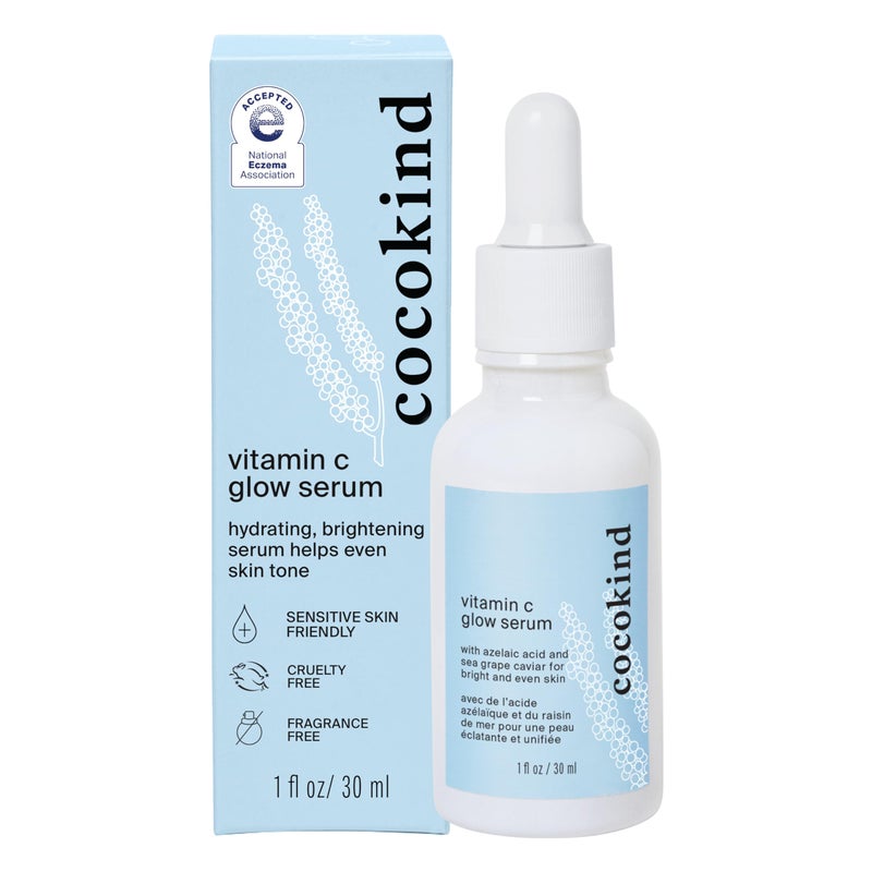 Cocokind Vitamin C Glow Serum with Azelaic Acid and Sea Grape Caviar for Bright and Even Skin, 1 Fl Oz - Image 1