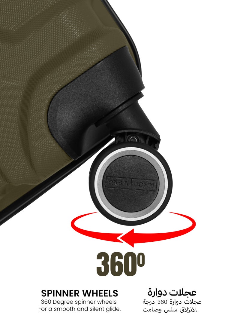 بارا جون طقم حقائب سفر صلبة من سلسلة الرحلات بمادة  ثلاث قطع بعجلات دوارة مزدوجة مقاس صغير  كجم ومتوسط  كجم وكبير  كجم - أخضر عسكري - Image 4