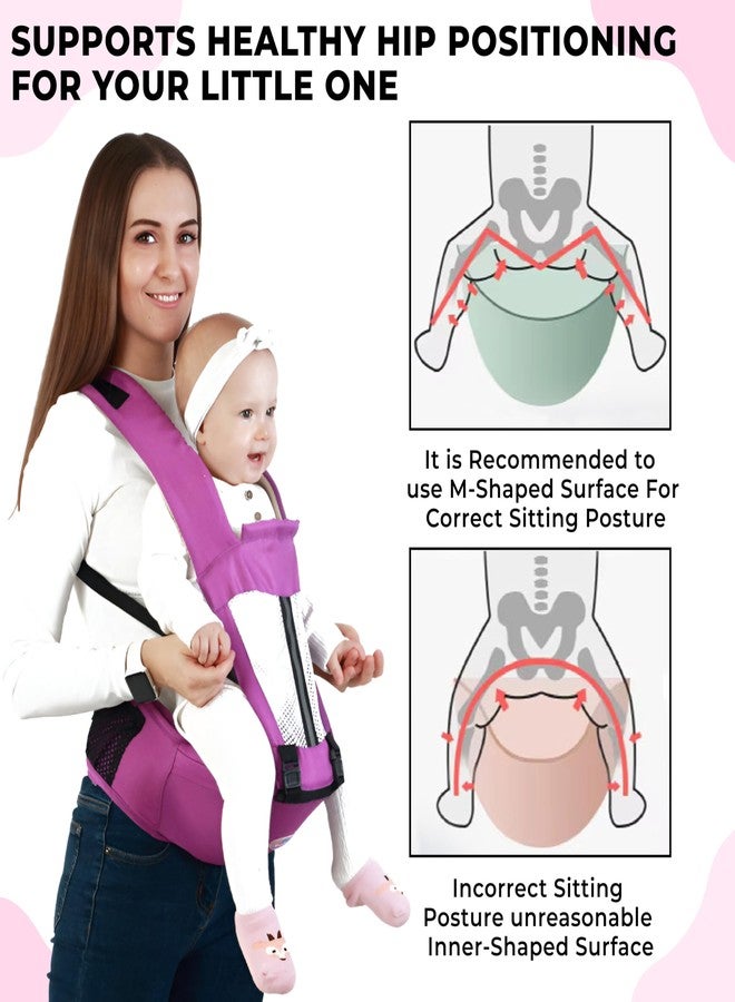 Bembika Adjustable Hands-Free Baby Sling Carrier Baby Wrapping Cloth for Newborns Comfortable & Travel-Friendly Baby Carrier Wrap Soft, Secure & Stylish Babywearing Solution-(Purple & White) - Image 5