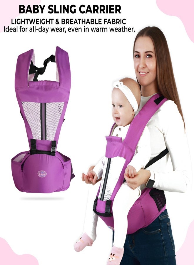 Bembika Adjustable Hands-Free Baby Sling Carrier Baby Wrapping Cloth for Newborns Comfortable & Travel-Friendly Baby Carrier Wrap Soft, Secure & Stylish Babywearing Solution-(Purple & White) - Image 2