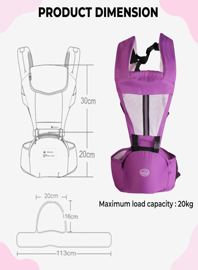 Bembika Adjustable Hands-Free Baby Sling Carrier Baby Wrapping Cloth for Newborns Comfortable & Travel-Friendly Baby Carrier Wrap Soft, Secure & Stylish Babywearing Solution-(Purple & White) - Image 3