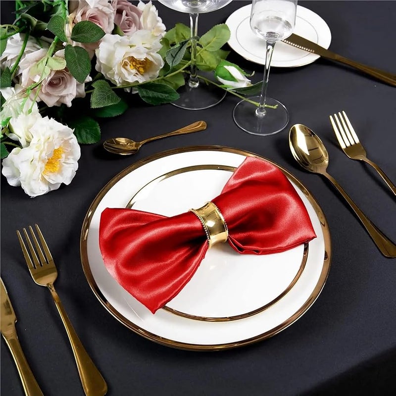 مناديل ساتان زرقاء سماوية 30x30 سم 100 قطعة مناديل عشاء ناعمة لتزيين حفلات الزفاف وعيد الميلاد وعيد الشكر - Image 5