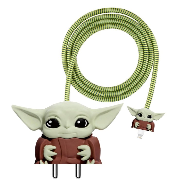 CERLINK Cable Protector for Apple iPhone Charger 20W/18W Type C, 3D Cute Cartoon Case Adaptor Cover Full Cable Connection Protectors Protective Protection Wire Sleeves Guard (Yoda) - Image 4