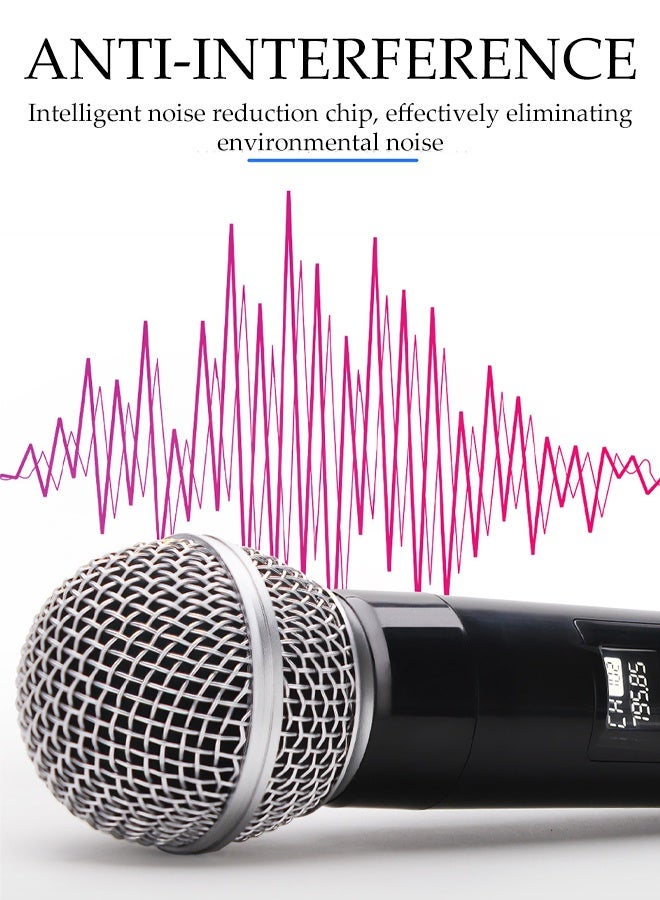 DUNISO Wireless Microphone，Handheld Dynamic Wireless Mic，Plug And Play，Anti Interference,Intelligent Noise Reduction，Equipped With Battery, Adapter, Charging Cable, And Anti Slip Ring，Suitable For Singing, Karaoke, Church, Speech, Wedding, Party  - Image 3