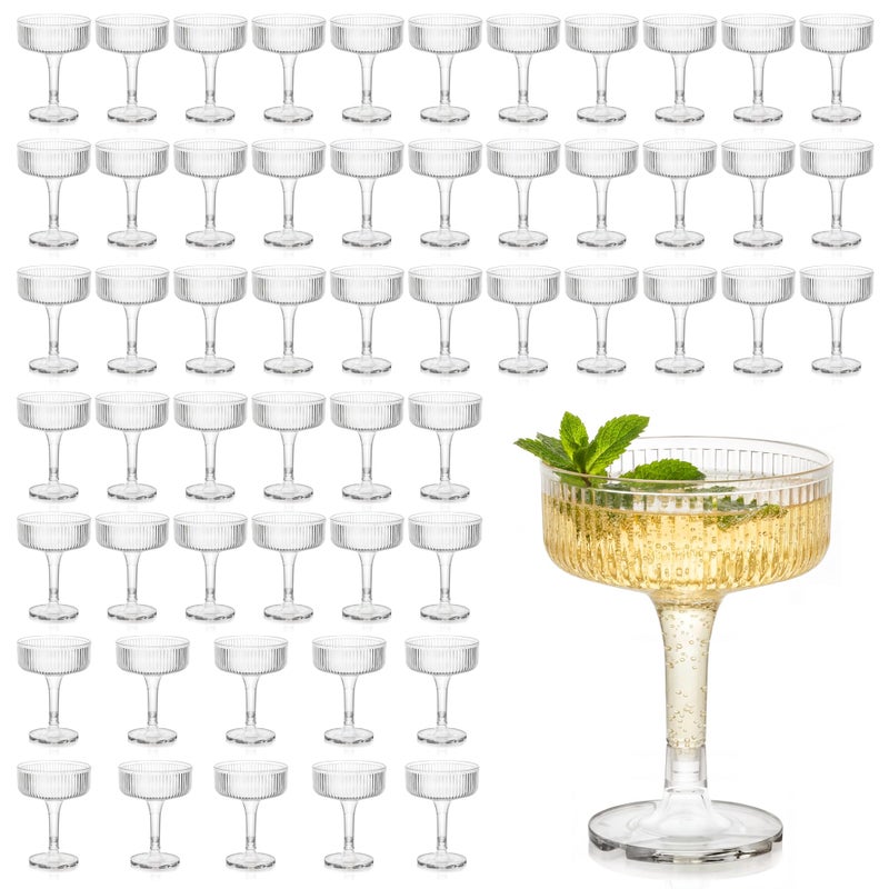 Houmury 56 Pcs 7oz Plastic Wine Glasses Unbreakable Wedding Plastic Champagne Flutes Goblet Glasses Reusable Clear Acrylic Martini Drinkware For Birthday Party (56, Clear) - Image 1