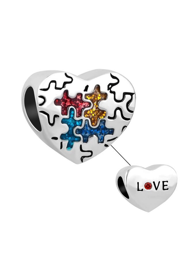 TGLS Heart Puzzle Autism Awareness Charm for Autistic Compatible With Pandora Charms Bracelets, Metal, copper - Image 1