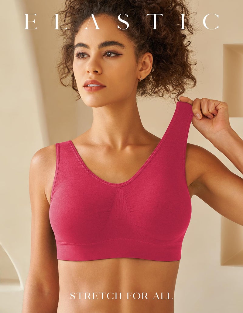 SIMIYA Womens Sports Bras, Yoga Comfort Seamless Stretchy Sports Bra for Women 6 Pack - Image 4