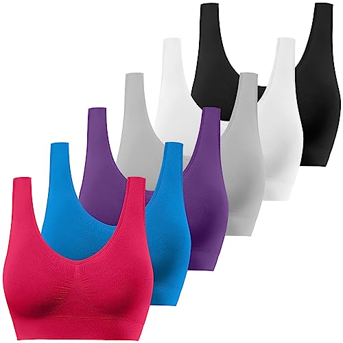 SIMIYA Womens Sports Bras, Yoga Comfort Seamless Stretchy Sports Bra for Women 6 Pack - Image 1