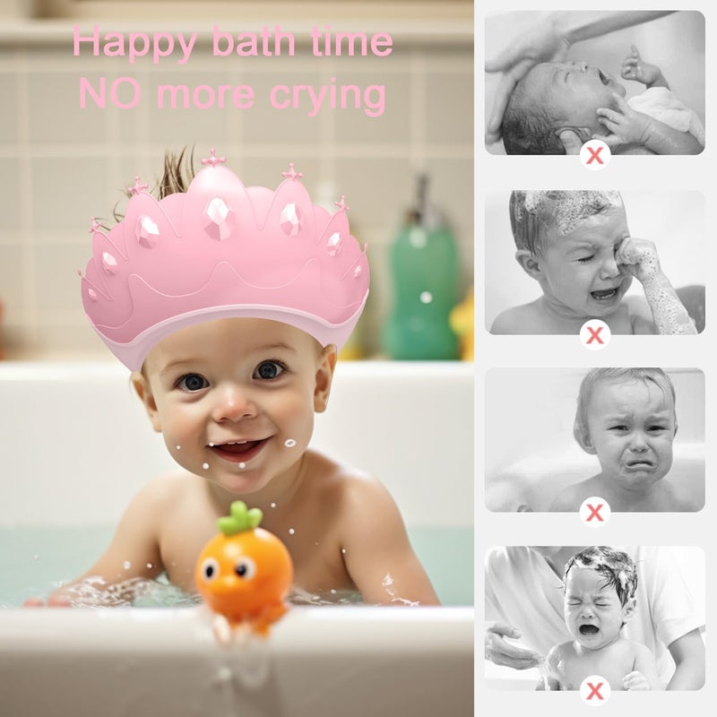 TinyGuardian Baby Shower Cap Shield, Baby bath set shower cap, Visor Hat for Eye and Ear Protection for 0-9 Years Old Children,Cute Crown Shape Makes the Baby Bath More Fun (Pink) - Image 5