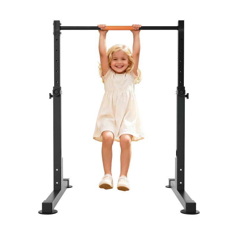 Safly Fun Gymnastics Bar for Kids Ages 3-7 | Sturdy Steel Home Gym, Adjustable Height (32"â€“42") with Anti-Slip Base, Easy Assembly (Gym Bar, Black) - Image 1