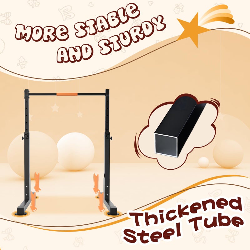 Safly Fun Gymnastics Bar for Kids Ages 3-7 | Sturdy Steel Home Gym, Adjustable Height (32"â€“42") with Anti-Slip Base, Easy Assembly (Gym Bar, Black) - Image 3
