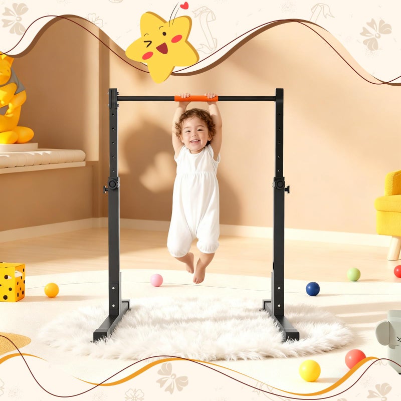 Safly Fun Gymnastics Bar for Kids Ages 3-7 | Sturdy Steel Home Gym, Adjustable Height (32"â€“42") with Anti-Slip Base, Easy Assembly (Gym Bar, Black) - Image 5