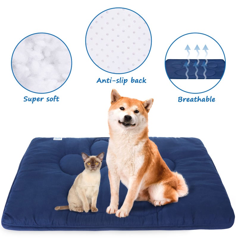 Coldwind Dog Crate Pad(23"x 36"),Washable Crate Mat with Anti-Slip Bottom, Dog Mats for Sleeping, Breathable Kennel Pad,Dark Colored to Hide Stains, Navy - Image 2