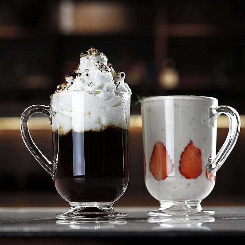 WRINGO 300 ML Coffee Mugs Footed with Handle and Colored Glass Straws Tea Cup Drinkware for BeerJuiceBeveragesGlass Cappuccino Mugs Clear Glass Latte Cups Cappuccino Coffee Mug 300 ML 2 - Image 3