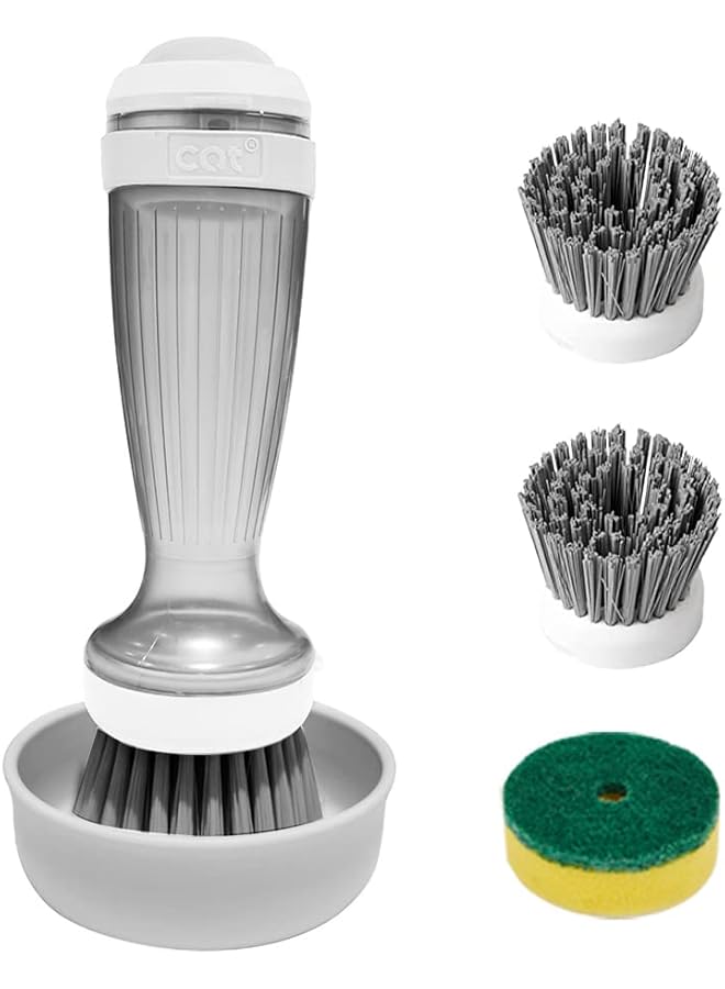 promass Arcade Dish Brush with Soap Dispenser Short Handle Cleaning Brush Set Premium Quality Brush, Sponge, Dispenser