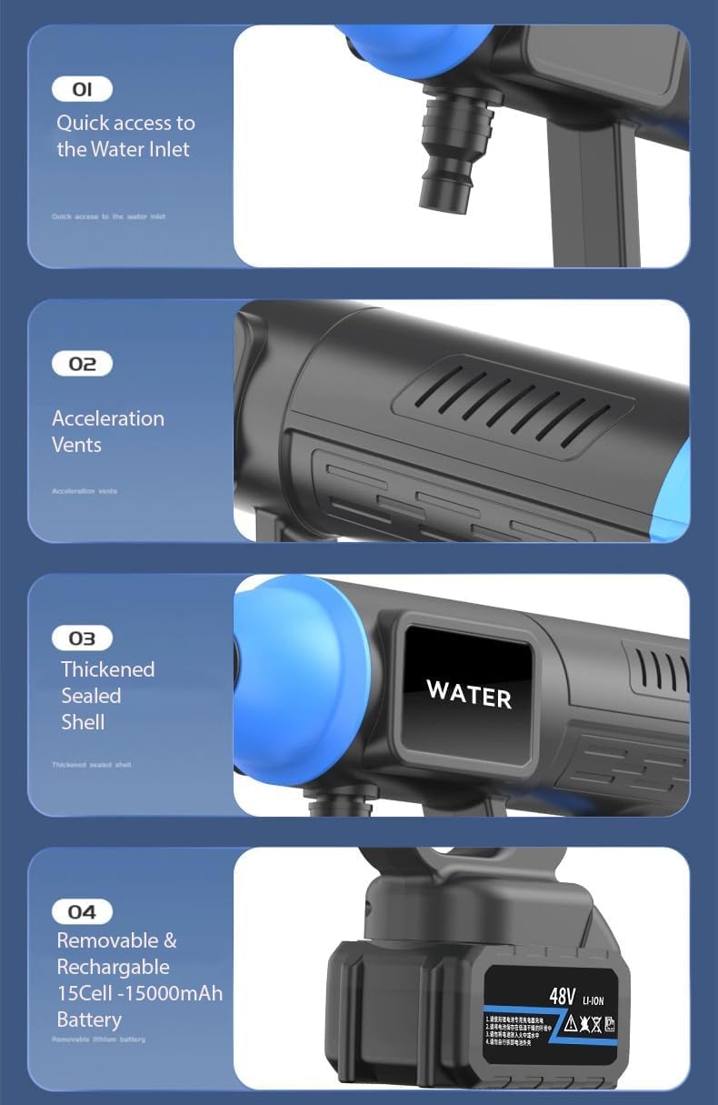 Shrevi Electric Pressure Washer Gun High Pressure Car Cleaner Handheld Power Cleaner Water Gun for Car Wall Floor Window Cleaning 6 in 1 Nozzle car Washer Gun - Image 4