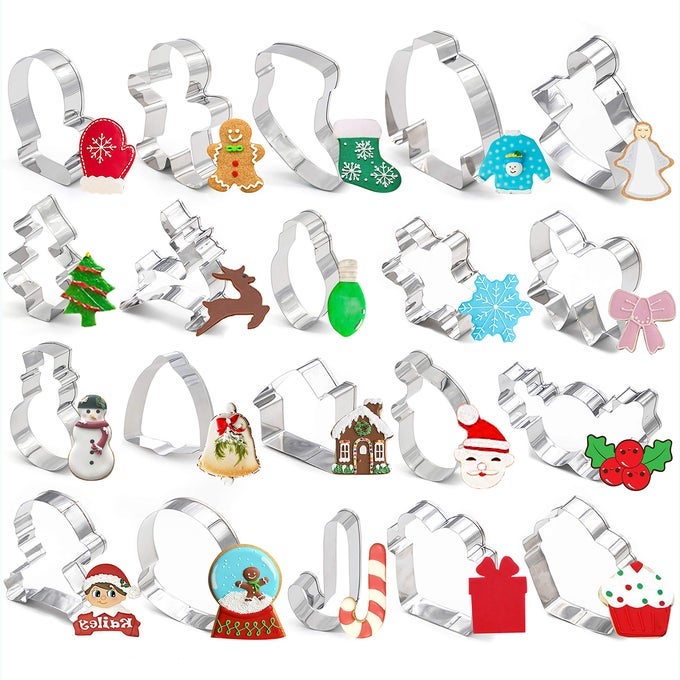 20 PIECES CHRISTMAS COOKIE CUTTERS FOR XMASHOLIDAYWONDERLAND PARTY SUPPLIESFAVORS INCLUDING GLOVE GINGERBREAD ANGEL CANDY CANE ETC