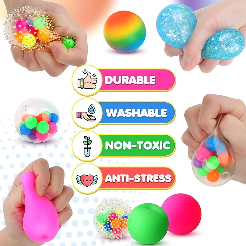 ليموستار 6 Set Squishy Sensory Stress Squeezing Balls forAdults: Best Calming Tool to Relieve Anxiety, Vent Mood and Improve Focus, Easter Basket Stuffers for Kids, Goodie Bag Stuffers - Image 5