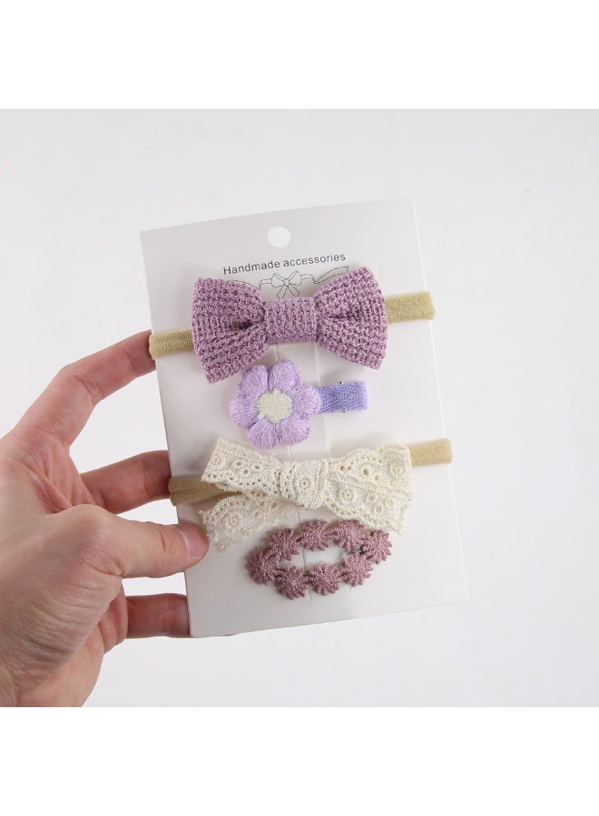 دىدانيالا مجموعة مشابك شعر فيونكة شريط ريا مع ذيل حصان للأطفال والبنات - بنفسجي - Image 4