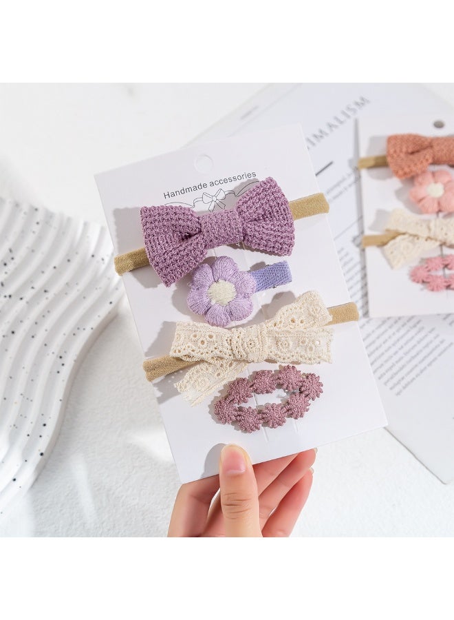 دىدانيالا مجموعة مشابك شعر فيونكة شريط ريا مع ذيل حصان للأطفال والبنات - بنفسجي - Image 5