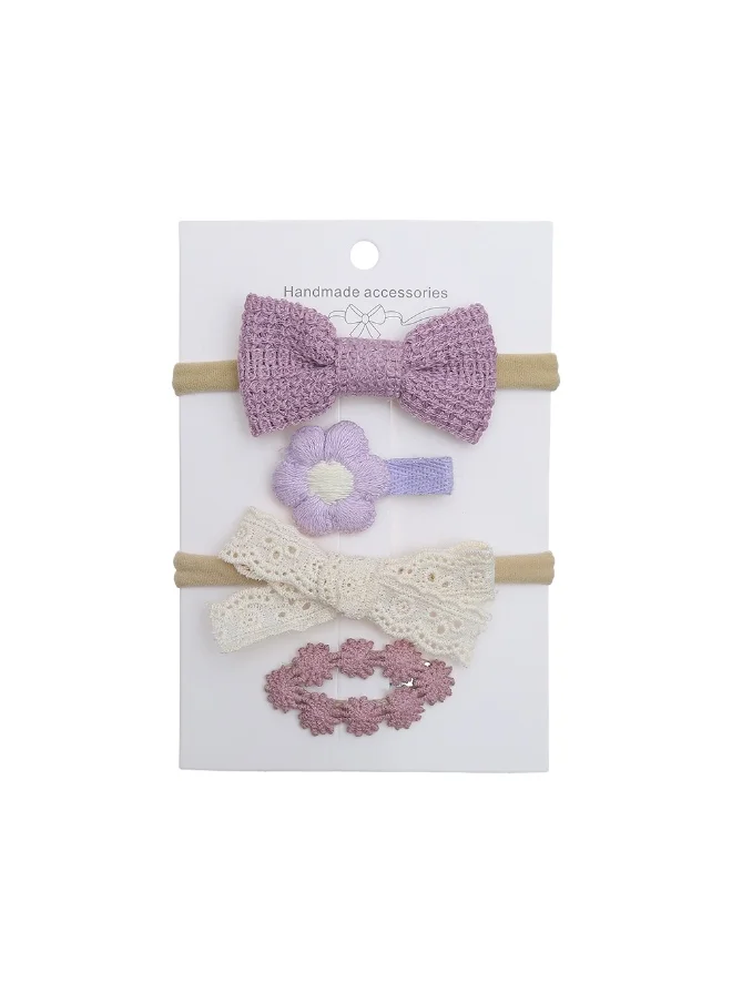 دىدانيالا Ria Ribbon Bow Clip Set with Ponytail For Babies and Girls - Purple