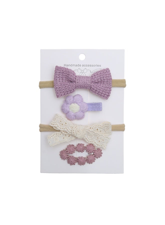 دىدانيالا مجموعة مشابك شعر فيونكة شريط ريا مع ذيل حصان للأطفال والبنات - بنفسجي - Image 2