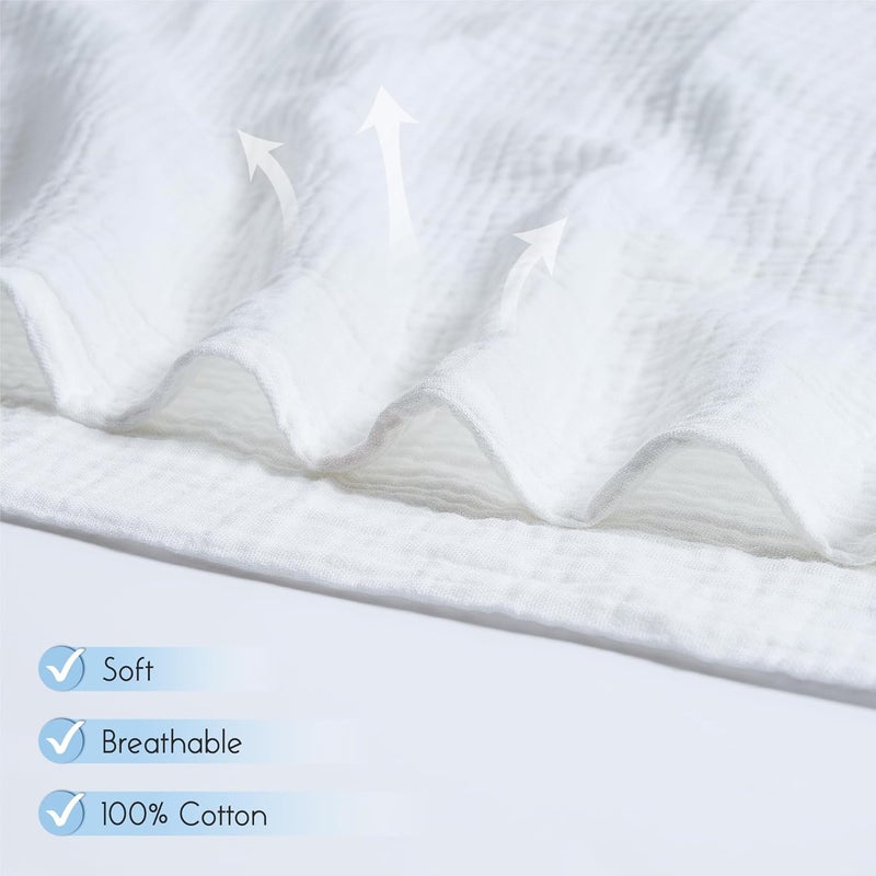 Meracorallo Muslin Swaddle Blanket 100 Cotton Receiving Blanket Soft and Breathable Swaddle Wrap for Baby Boys and Girls White - Image 3