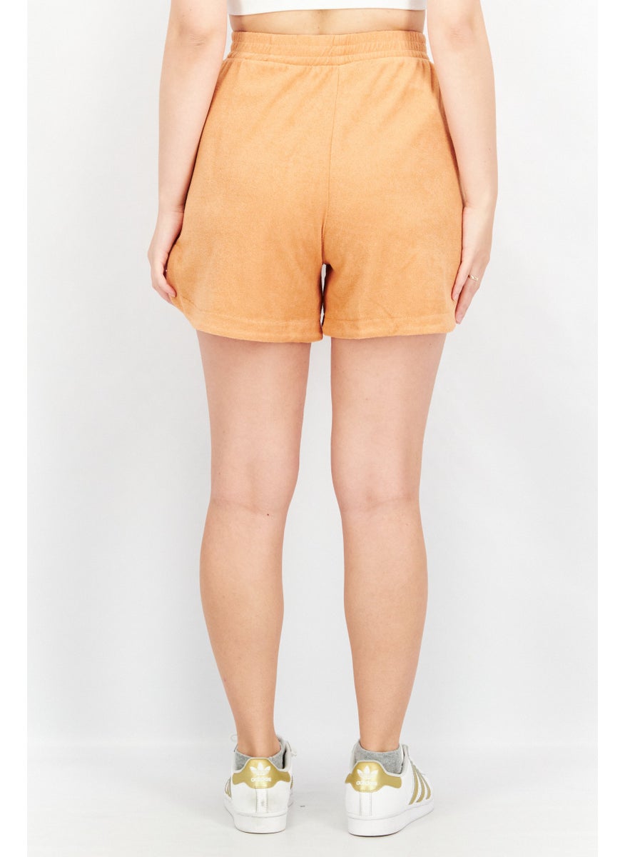 Organic Cotton Women Solid Basic Shorts, Orange  - Image 3