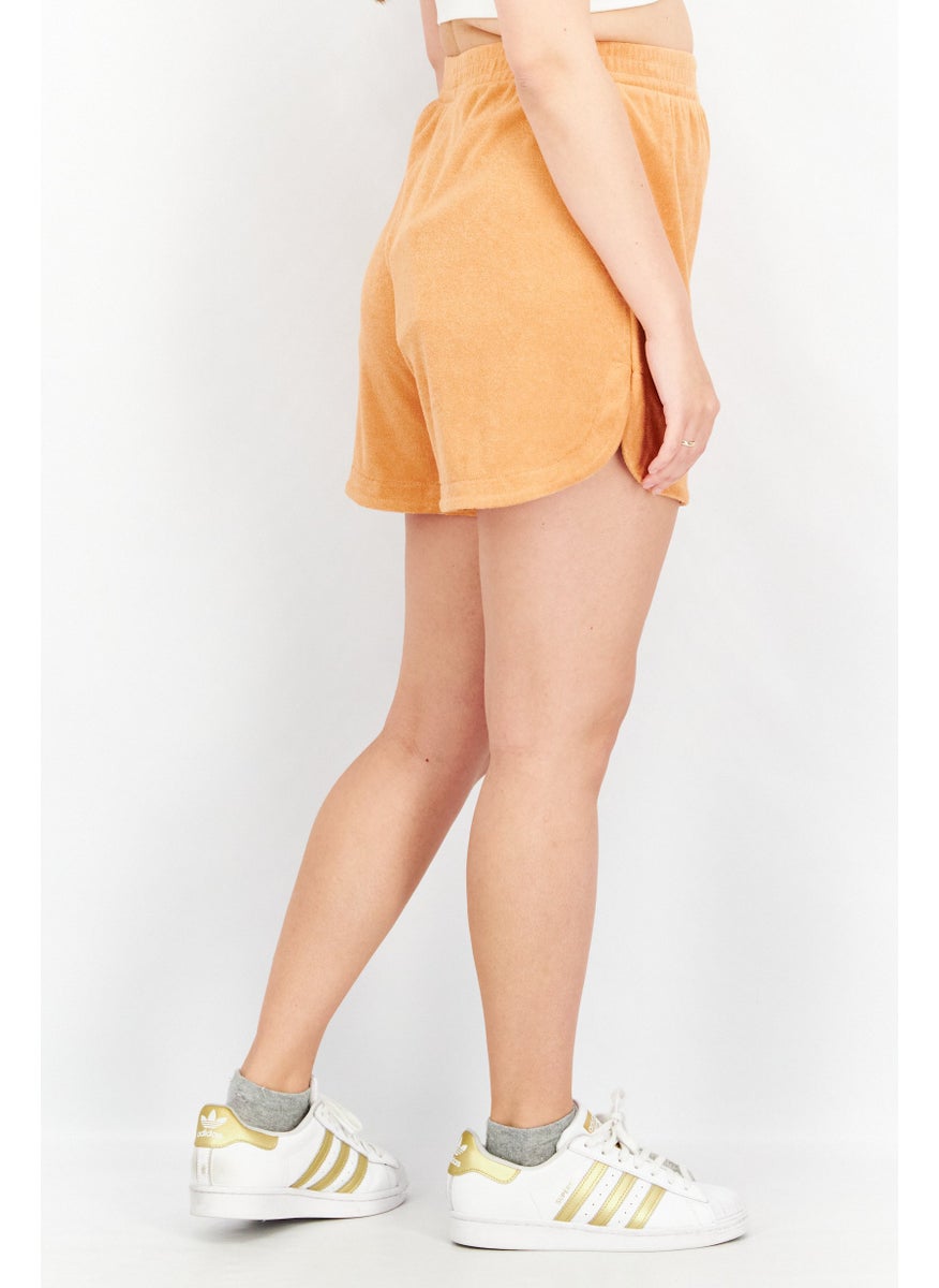 Organic Cotton Women Solid Basic Shorts, Orange  - Image 4