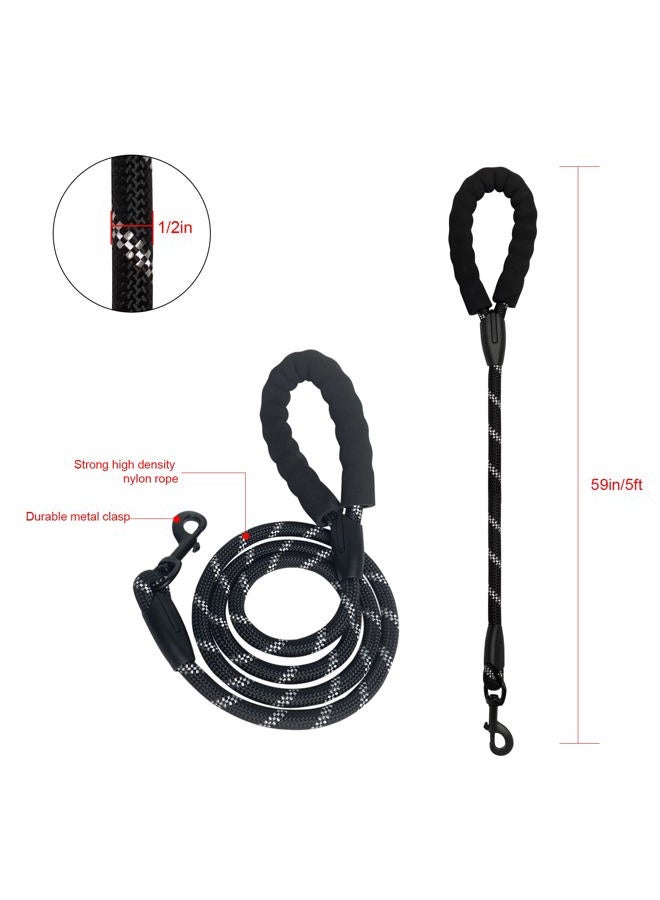 Beastron 5FT Heavy Duty Dog Leash with Comfortable Padded Handle and Highly Reflective Threads for Medium and Large Dog's, Black - Image 2