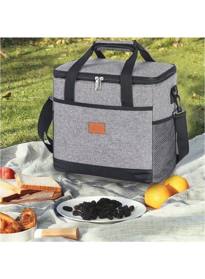 Soft Cooler Bag, Insulated Oxford Lunch Bag with Shoulder Strap, Portable and Leakproof Grocery Bag for Indoor Outdoor, BBQ, Beach, Camping, Picnic, Travel, B-8025 (Grey, 15L)  - Image 1
