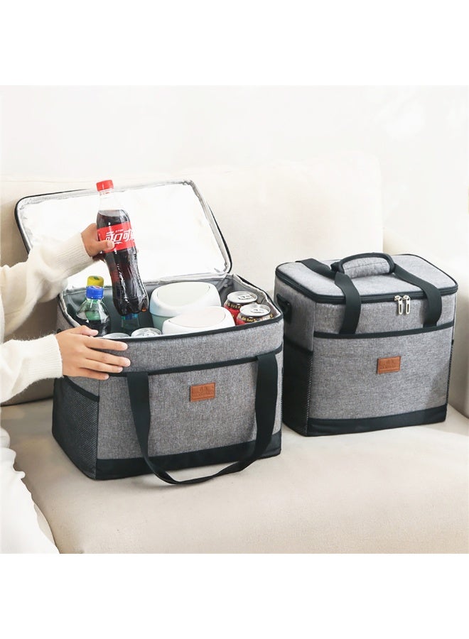 Soft Cooler Bag, Insulated Oxford Lunch Bag with Shoulder Strap, Portable and Leakproof Grocery Bag for Indoor Outdoor, BBQ, Beach, Camping, Picnic, Travel, B-8025 (Grey, 15L)  - Image 3