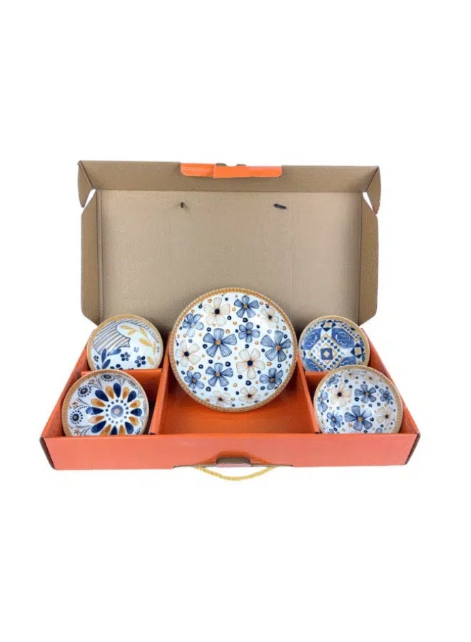 طقم بولات سلطة وشوربة من البورسلين مكون من 5 قطع (4 بولات عميقة 12 سم + طبق واحد 21 سم) الشكل 4 - Image 1