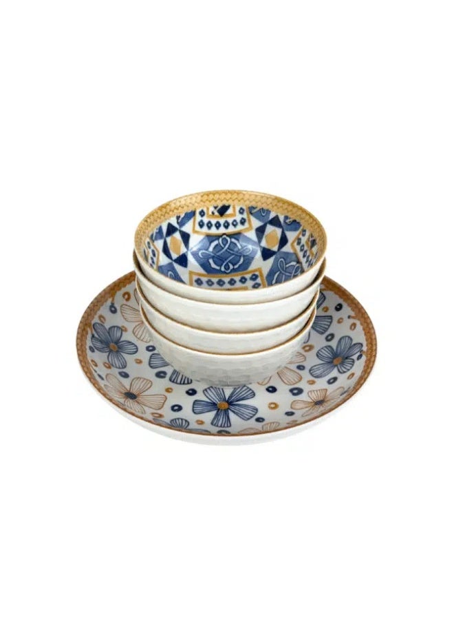 طقم بولات سلطة وشوربة من البورسلين مكون من 5 قطع (4 بولات عميقة 12 سم + طبق واحد 21 سم) الشكل 4 - Image 2