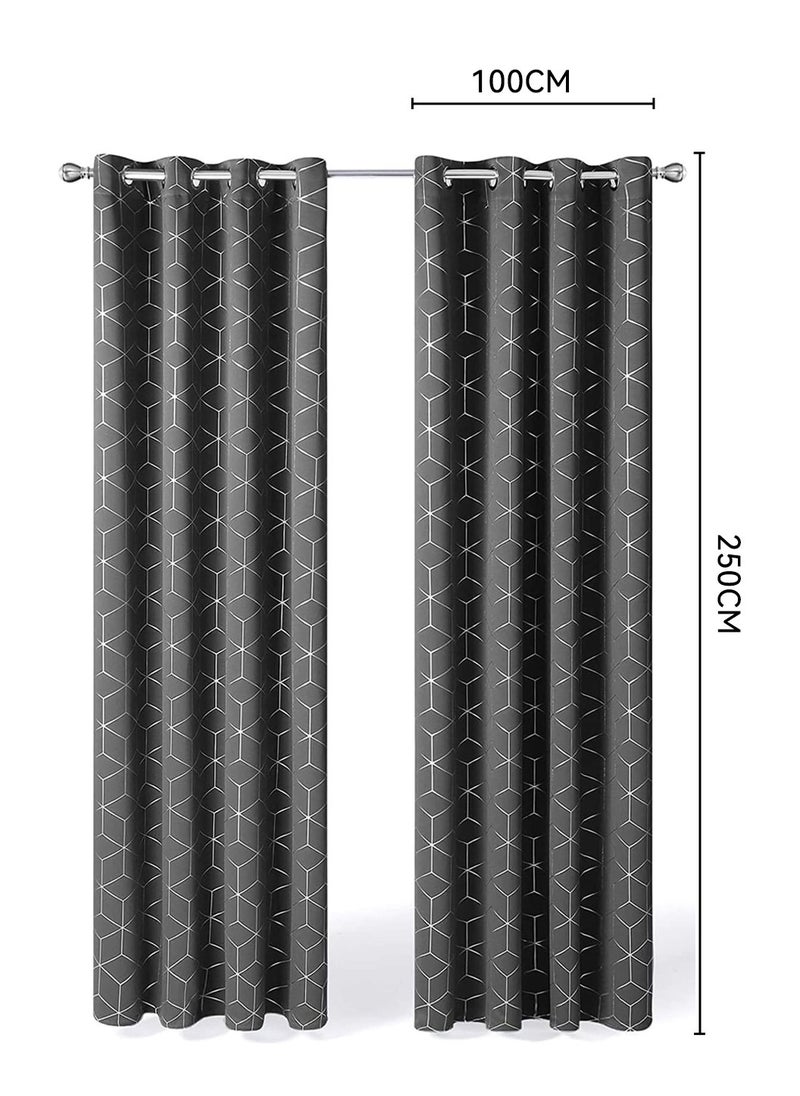 LEOKOR 2 Panels Decorative Diamond Foil Printed Thermal Insulated Privacy Protection Room Darkening Curtains 100*250CM  - Image 4