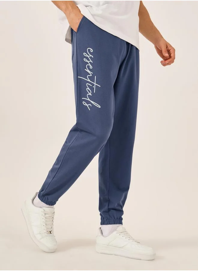 Styli Slogan Print Oversized Fit Cotton Terry Joggers