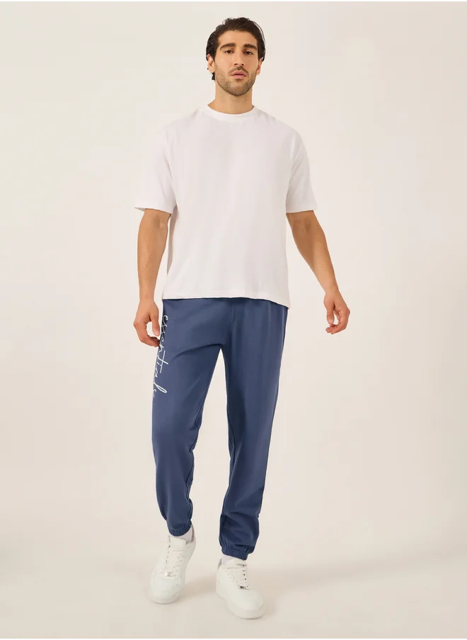 ستايلي Styli Slogan Print Oversized Fit Cotton Terry Joggers