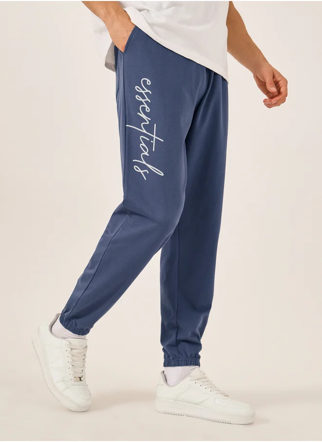 ستايلي Styli Slogan Print Oversized Fit Cotton Terry Joggers