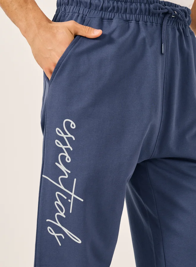 Styli Styli Slogan Print Oversized Fit Cotton Terry Joggers