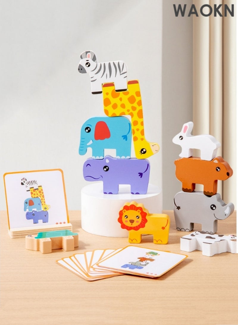 WAOKN Wooden Animal Blocks Sorting & Stacking Toys for 2-4 Year Old Girl Boy,Montessori Toys for 1 2 3 4 Year Old Year, Wooden Blocks Sorting & Stacking Toys Gifts for 2-4 Year Old Girl Boy Toddlers, Kids Preschool Educational Toys Fine Motor Skills Learning Games - Image 4