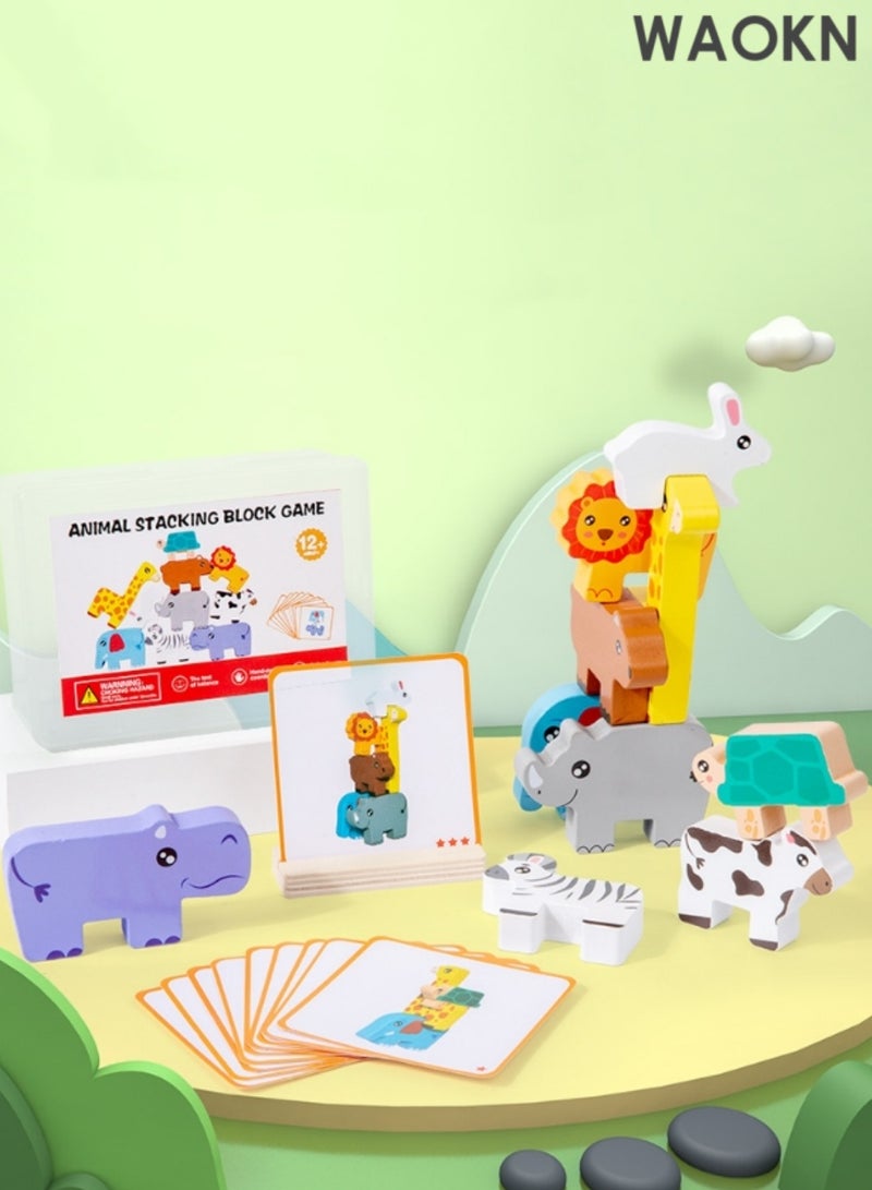 WAOKN Wooden Animal Blocks Sorting & Stacking Toys for 2-4 Year Old Girl Boy,Montessori Toys for 1 2 3 4 Year Old Year, Wooden Blocks Sorting & Stacking Toys Gifts for 2-4 Year Old Girl Boy Toddlers, Kids Preschool Educational Toys Fine Motor Skills Learning Games - Image 3