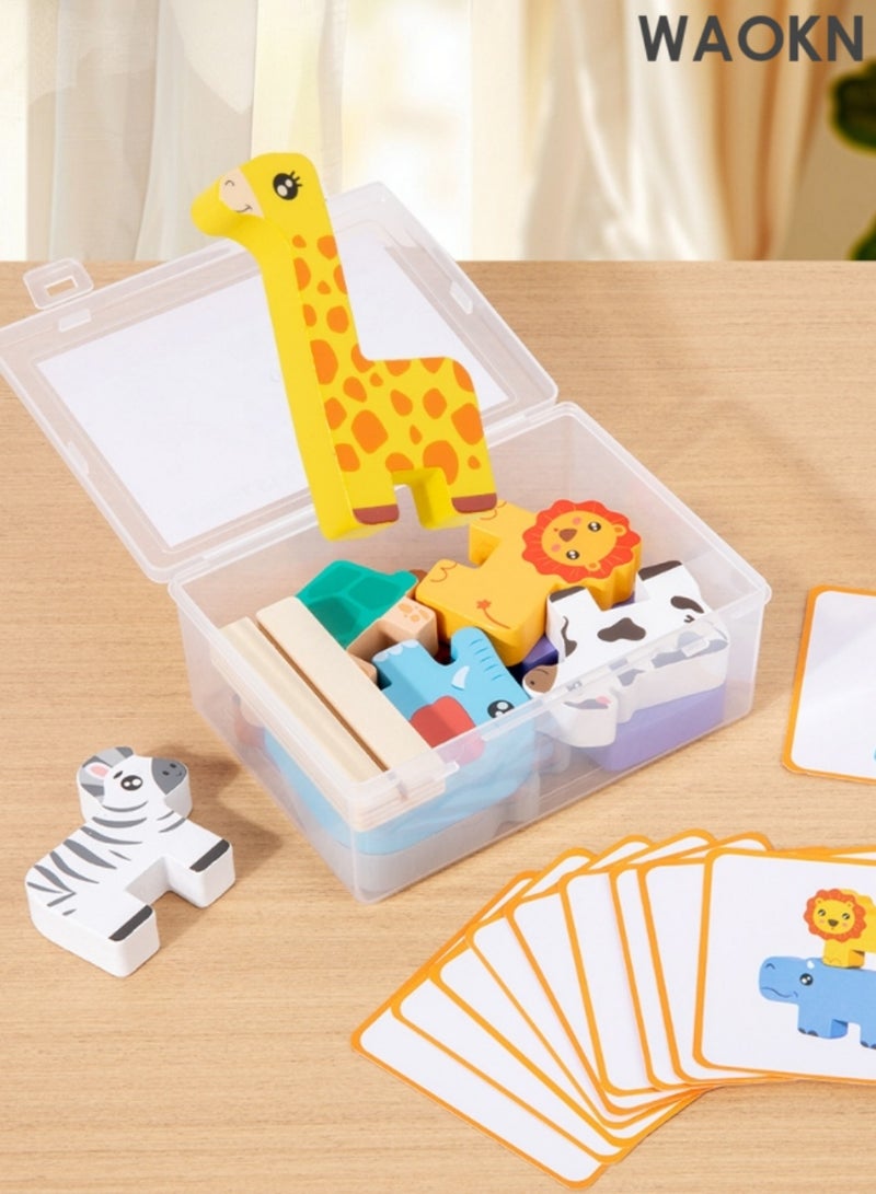 WAOKN Wooden Animal Blocks Sorting & Stacking Toys for 2-4 Year Old Girl Boy,Montessori Toys for 1 2 3 4 Year Old Year, Wooden Blocks Sorting & Stacking Toys Gifts for 2-4 Year Old Girl Boy Toddlers, Kids Preschool Educational Toys Fine Motor Skills Learning Games - Image 5