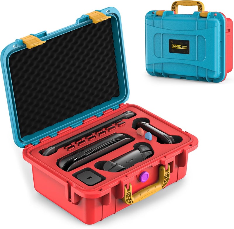 STARTRC GAMES Hard Carrying Case for Nintendo Switch 2, Professional Deluxe IP67 Waterproof, Soft Lining Hard Travel Case for Nintendo Switch 2 Console Pro Controller & Accessories (Blue & Orange) - Image 1