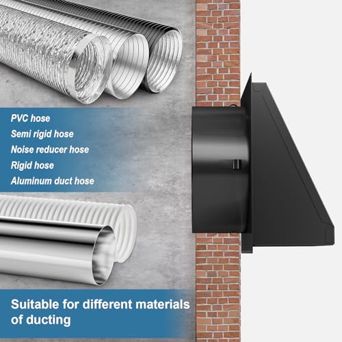Hon&Guan 4 Inch Dryer Vent Cover Outside with Removable Mesh, Wall Mount Extractor Vent with Rubber Cushioned Non-Return Flap, High Quality Iron Outside Dryer Vent Cover for House - Image 3