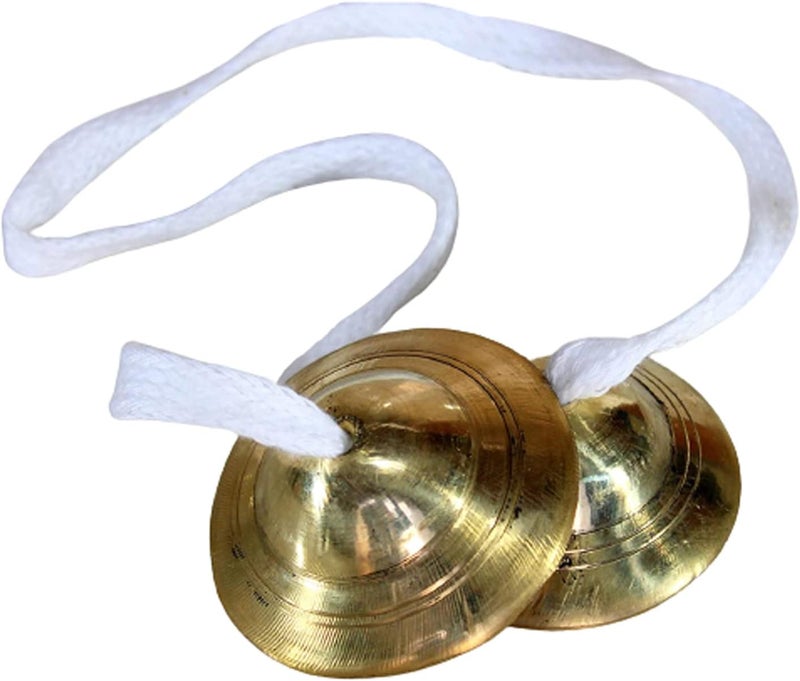 ESPLANADE - Brass Tibetan Tingsha Manjeera Clash Cymbals or Hand Cymbals - Traditional Instrument for Indian Music & Tibetan Prayer - Image 1