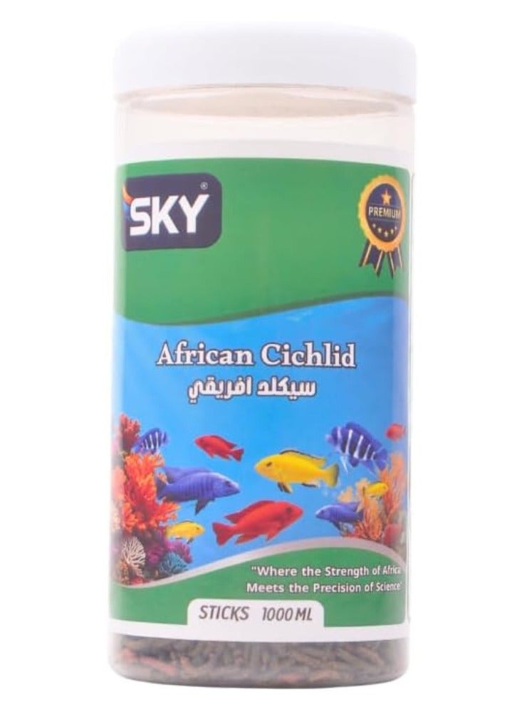سكاي طعام سمك سكاي سيكليد افريقي ستيكس (1000 مل) - غذاء يومي متوازن للسيكليد، غني بالسبيرولينا لدعم الهضم وتعزيز الألوان الطبيعية